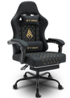 Hydrix® RACE Gaming Stoel met Voetsteun - Gaming Chair - Zwart - Ergonomisch - Verstelbaar Lendenkussen - Hoofdsteunkussen - 56x47x126-135