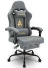 Hydrix® RACE Gaming Stoel met Voetsteun - Gaming Chair - Grijs - Ergonomisch - Verstelbaar Lendenkussen - Hoofdsteunkussen - 56x47x126-135